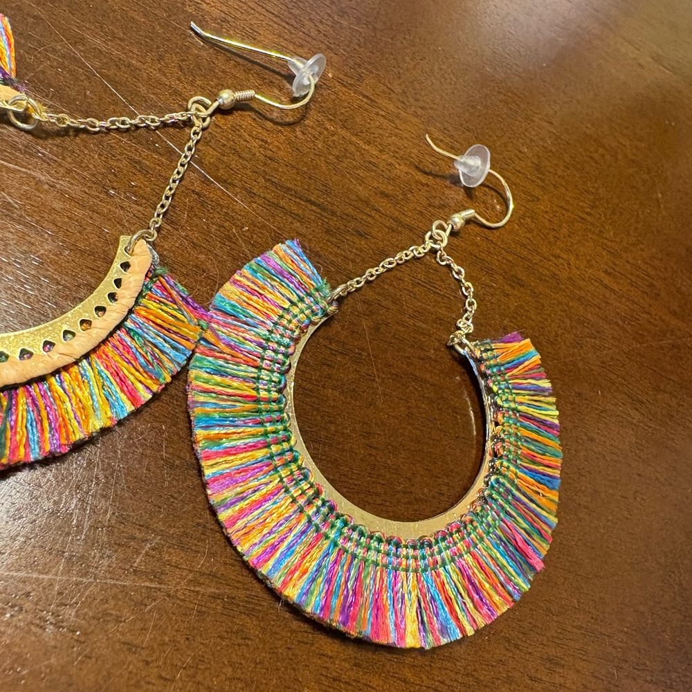 Multicolor Fringe Earrings - Picture 3 of 4